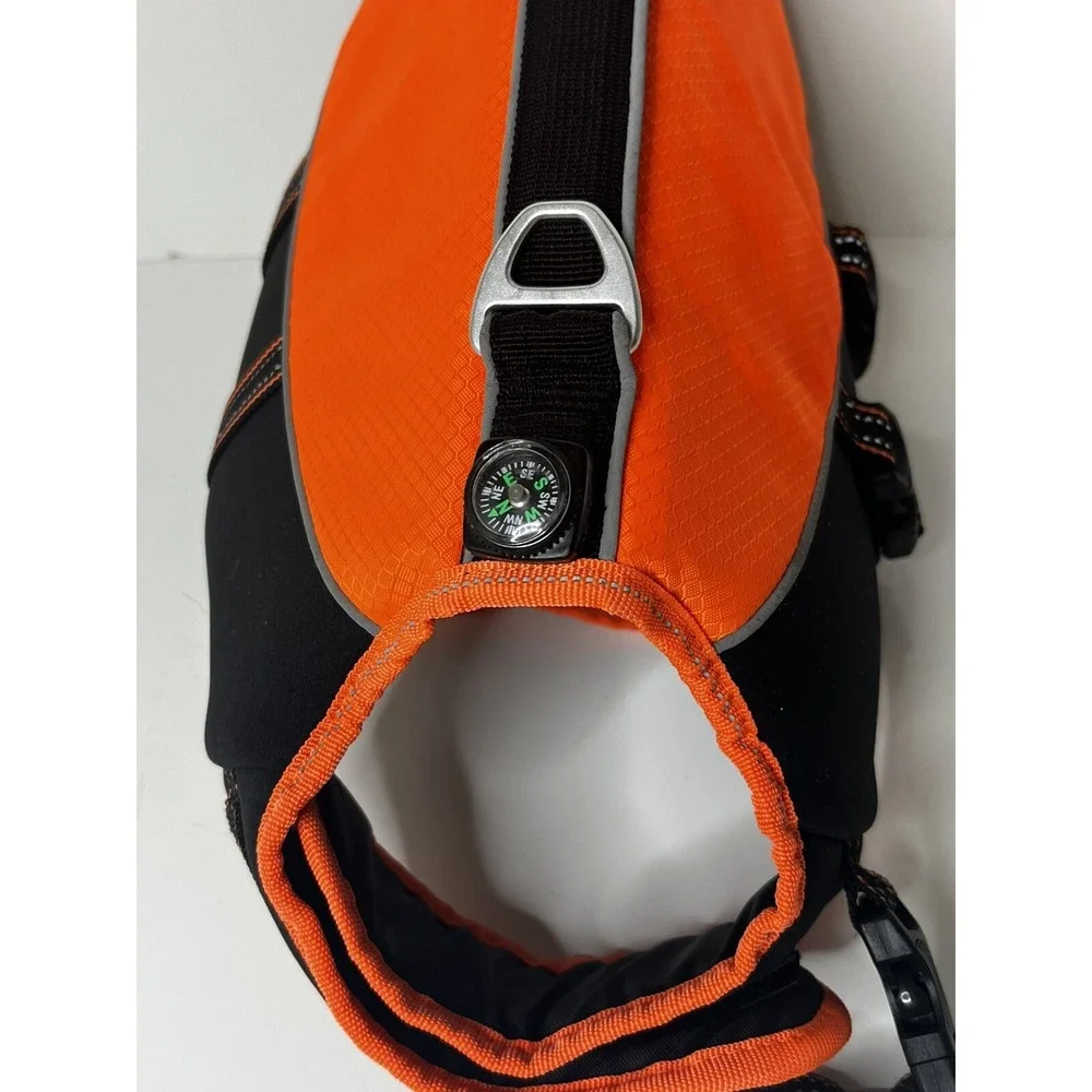 Arcadia Trail AT Floatation Coat Neon Orange/Black Adjustable Dog Harness Size S